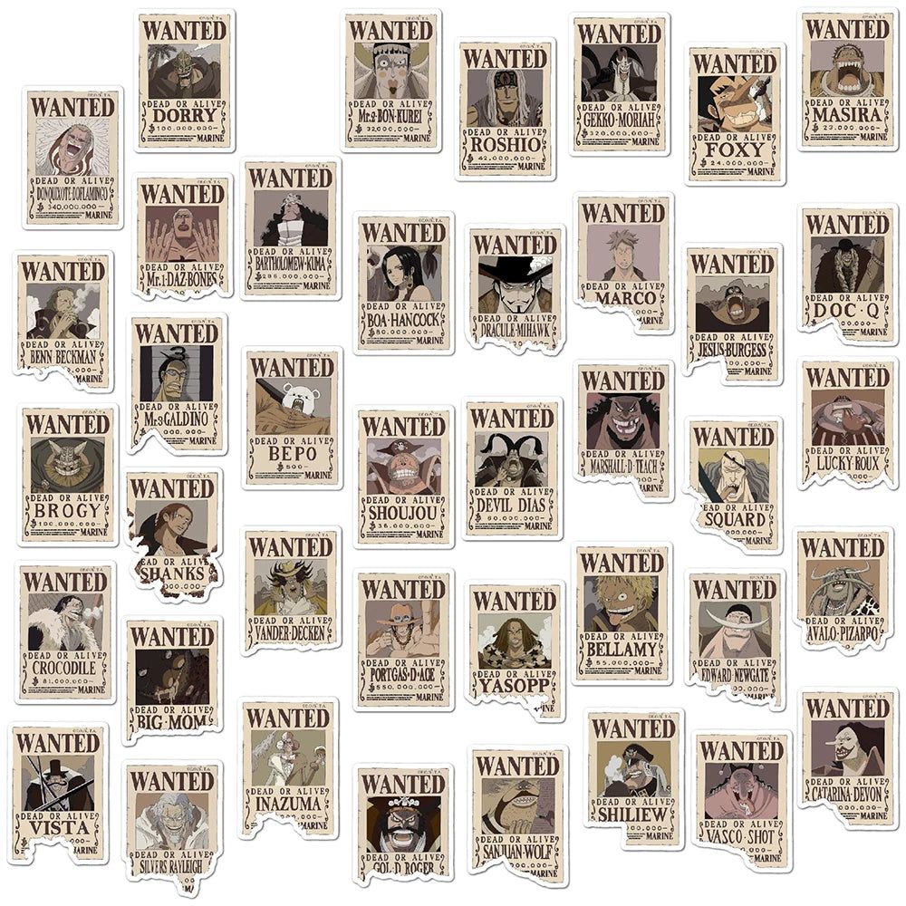 One Piece Wanted Poster Stickers 80pcs Set – Anime Maiden