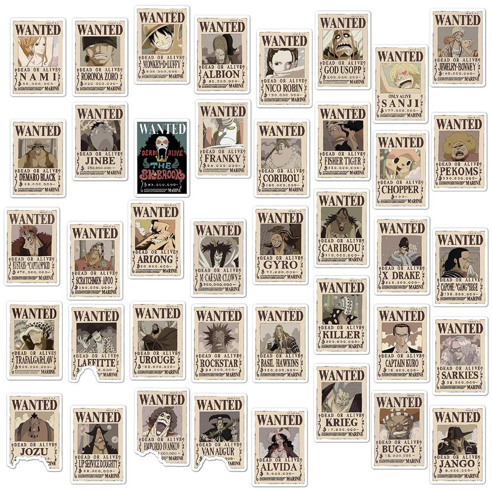 One Piece Wanted Poster Stickers 80pcs Set – Anime Maiden